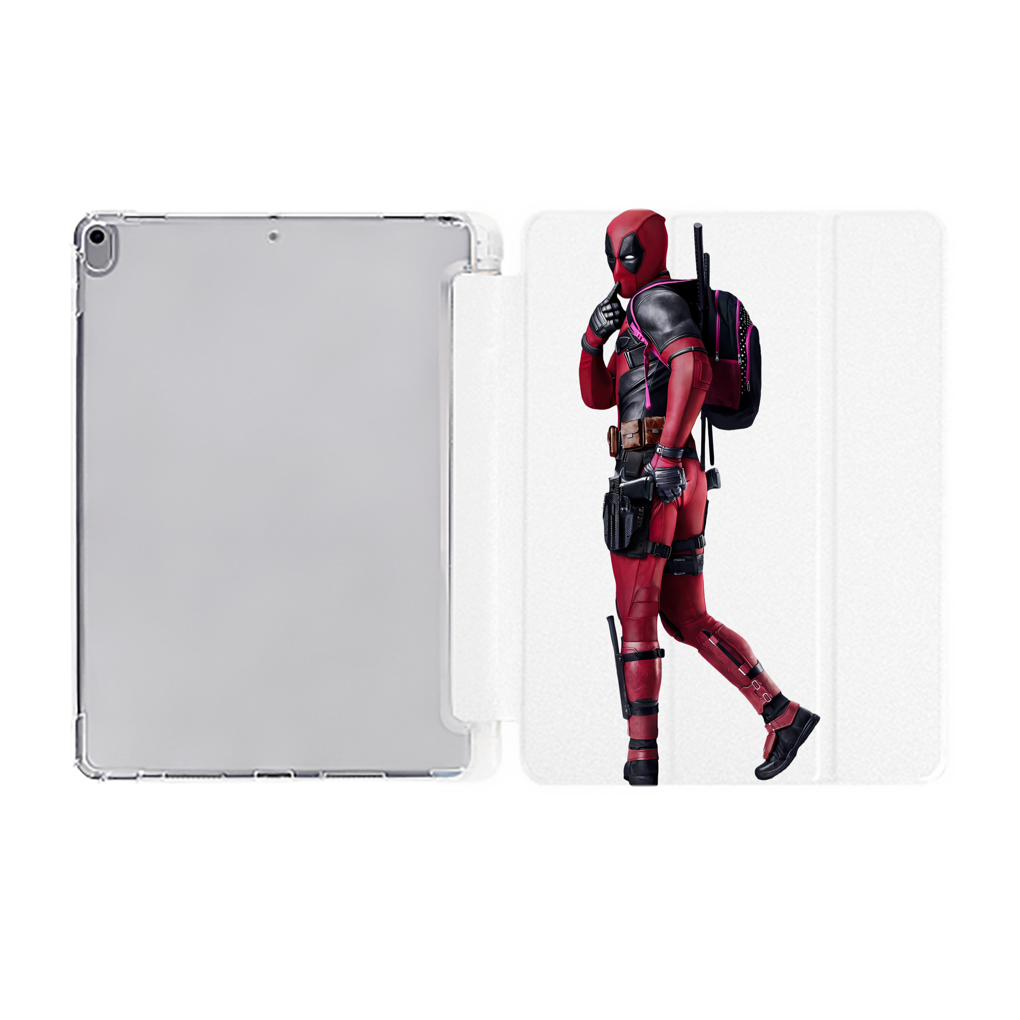 （画像用） Deadpool デッドプール IPad ケース ペン収納付き 三つ折りスタンド PUレザー×シリコン 対応機種9.5/10.5/10.9インチ
